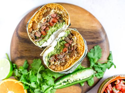 Mission-Style Carne Asada Burrito Recipe | Serious Eats Burrito With Rice, Mission Burrito, Carne Asada Burrito, Carne Asada Marinade, Marinated Skirt Steak, Golden Rice, Rice And Beans Recipe, Burrito Recipe, Rice And Beans