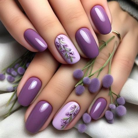 Purple Fun Nails, Lila Nails Design, Purple Plaid Nails, Purple Gel Nail Designs, Lavender Nail Art, Lilac Nails Design, Purple Gel Nails, Best Nail Designs, Nail Designs Ideas