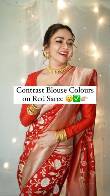 Red Colour Saree With Contrast Blouse, Red Colour Saree, Saree With Contrast Blouse, Of Sarees, Red Saree, Contrast Blouse, Red Colour, Pure Silk Sarees, Exclusive Collection