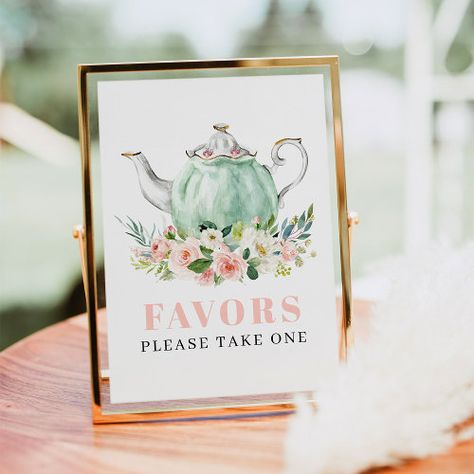 Bridal Shower Tea Party Favor Sign for $11.45 - Bridal Favors Bridal Shower Tea Party Sign, Bridal Shower Tea Favors, Tea Party Wall Decor, Fall Bridal Shower Tea Party, Bridal Party Tea Party, Tea Party Favor Ideas, Baby Shower Tea Party Ideas, Tea Party Signs, Bridal Shower Tea Party Ideas