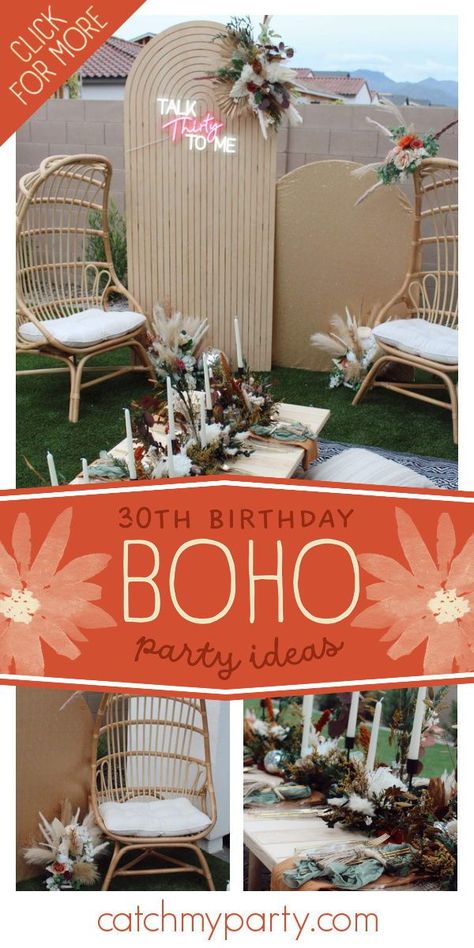 Be blown away by this amazing floral 30th birthday! The floral arrangements are magnificent!See more party ideas and share yours at CatchMyParty.com Boho Glam Party, Boho Chic Party, 30th Bday Party, Thirty Flirty And Thriving, Thirtieth Birthday, Party Planning Checklist, Rustic Party, 30th Birthday Party, Thirty Birthday