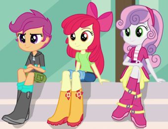 Where will Hasbro put their new cutie marks? Cutie Mark Crusaders, Goth Disney Princesses, Canterlot High, Mlp Cutie Marks, Goth Disney, Friendship Games, Mlp Equestria, Sweetie Belle, Rainbow Rocks