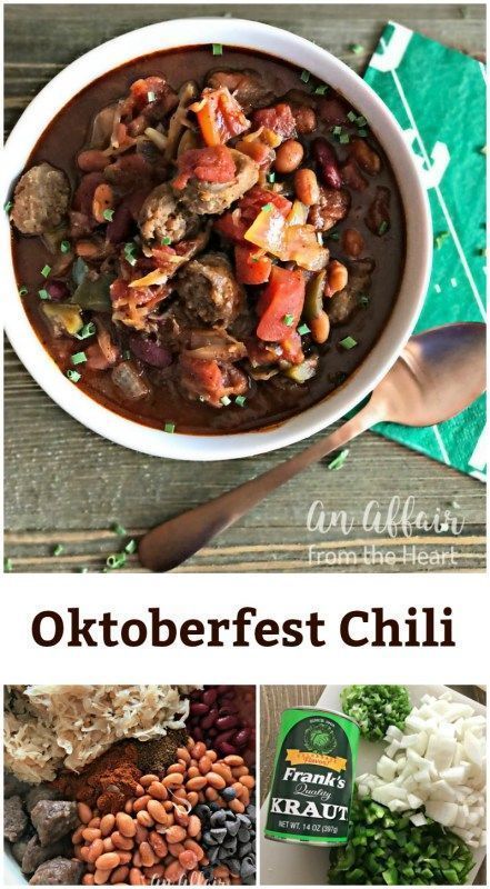 Oktoberfest Chili - An Affair from the Heart - An Oktoberfest twist on a classic chili – spicy, hearty and flavorful, made with bratwurst and sauerkraut. @FranksKraut #sponsored #Oktoberfest #ChiliRecipe Oktoberfest Chili, Bratwurst And Sauerkraut, Chili Spicy, Fashion Social Media, Classic Chili, Oktoberfest Food, Heart Recipes, Tailgate Food, Game Food