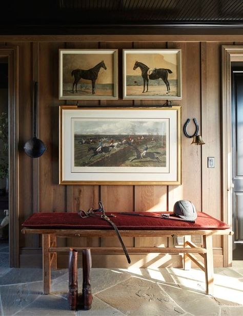 Hunt Country Interiors, Kentucky Interior Design, Hunt Club Decor, Stables Aesthetic, Equestrian Interior Design, Equestrian Chic Decor, Boys Shared Bedroom, Equestrian Chic, Equestrian Estate