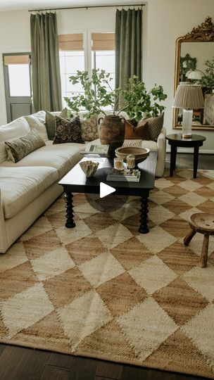 21K views · 2.9K reactions | IN MY CHECKERBOARD ERA ✨ and I’m not ashamed!! 😂 | Julia Arceri | Arceri Interiors | arceriinteriors · Original audio Earthy Boho Living Room, Cottage Core Living Room, Living Room Dark, Earthy Living Room, Ultra Modern Homes, Boho Chic Living Room, Room Dark, Earthy Home, Statement Rug