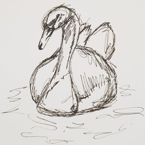 Swan art pen scribble squiggle Simple Scribble Art, Swan Drawing Simple, Pen Scribble Art Easy, Scribble Art Easy, Squiggle Drawing, Pen Scribble Art, Swan Sketch, Scribbling Drawing, Study Sketches