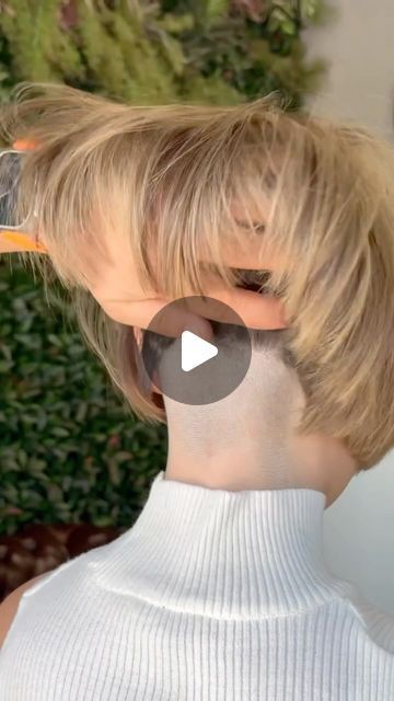 Haircut Lovers | Inspiration on Instagram: "Short Nape Undercut Bob done by @haliitates ✂️🔥 #bob #bobhaircut #bobhairstyle #aline #alinebob #undercut #undercutbob #shortnape #nape #haircut #napecut #shorthair #shorthairstyles #shavedneck #buzzed #behindthechair #undercutgirls #undercuthairstyle #napeundercut #shorthairdontcare" Shaved Nape Bob Haircut, Short Nape Bob, Short Inverted Bob Haircuts Back View, Short Bob With Undercut Nape, Micro Bob Undercut, Short Nape Haircut, Medium Length Haircut With Undercut, Inverted Bob Short Stacked Wedge Haircut, Short Hairstyle Women With Undercut