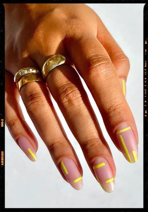 Pics edited by AirBrush App. Filter: Color +ult-3•The minimalist lemon yellow lines can create an unexpected appearance. #airbrushapp #retouch #photoeditor #filter #airbrushmakeup #airbrushart #airbrushfilter #lemon #yellow #line #nails Yellow Minimalist Nails, Handmade Yellow Minimalist Jewelry, Yellow Handmade Minimalist Jewelry, Yellow Squiggle Nails, Yellow Funky Nails, Line Nails, App Filter, Airbrush App, Yellow Line