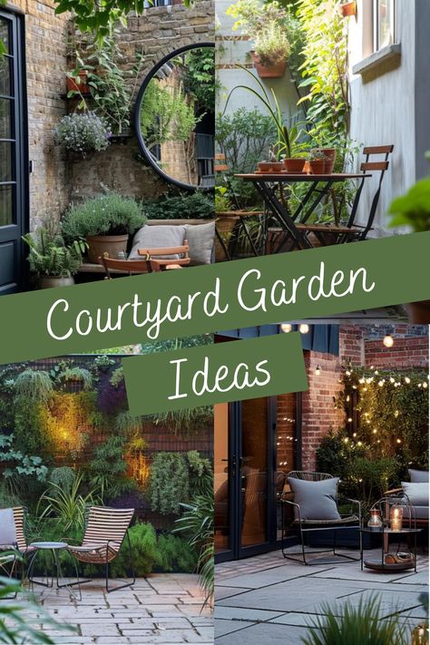 With these strategies, even the smallest courtyard can be transformed into an enchanting retreat, perfect for relaxation and enjoyment. Remember, the key is to blend functionality with personal style, ensuring your courtyard is both a practical and delightful extension of your home. Whether you’re gardening, dining, or simply unwinding, your transformed courtyard will be a cherished space for years to come. Small Interior Courtyard Design, Tiny House With Courtyard, Diy Courtyard Ideas, Modern Farmhouse Courtyard, Small Walled Garden Ideas, Front Courtyard Ideas Court Yard Patio, Circle Walkway, Court Yard Ideas, Small Front Courtyard Ideas