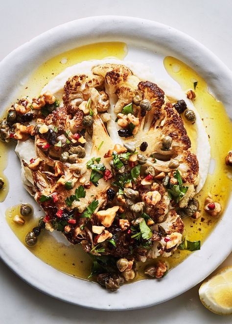 If there's one person we trust for a cauliflower steak recipe, it's Yotam Ottolenghi. Cauliflower Purée, Cauliflower Steaks Recipes, Cauliflower Steak, Vegetable Soups, Ottolenghi Recipes, Cauliflower Puree, Cauliflower Steaks, Cauliflower Recipes, Roasted Cauliflower