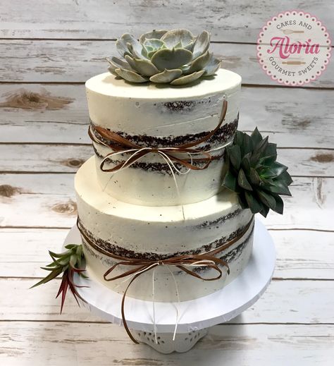 Bridal shower cake, naked cake, succulents Succulent Bridal Shower Cake, Succulent Birthday Cake For Women, Succulent Bridal Shower Ideas Decor, Plant Themed Cake, Succulent Bridal Shower Ideas, Southwestern Baby Shower, Succulent Cakes, Succulent Wedding Cakes, 15th Birthday Cakes