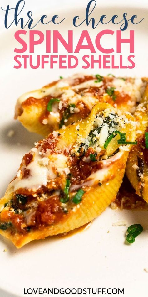 Spinach Stuffed Shells, Vegetarian Pasta Dishes, Stuffed Shells Ricotta, Impressive Dinner, Jumbo Pasta Shells, Cheese Stuffed Shells, Vegetarian Comfort Food, Spinach Ricotta, Pasta Shells