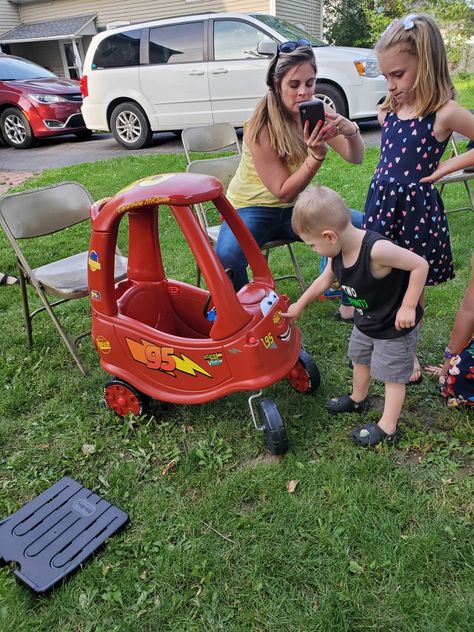 Boys reaction to Lightning McQueen cozy coup Cozy Coupe Lightning Mcqueen, Lightning Mcqueen Cozy Coupe, Lightning Mcqueen, Cricut Creations, Kid Stuff, Coop, Picnic Blanket, Outdoor Blanket, Cricut