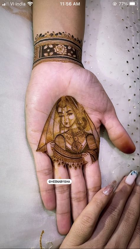 Ghunghat Bride Mehndi, Figure Mehendi, Bridal Mehendi Designs Wedding, Latest Finger Mehndi Designs, Baby Mehndi, Mehendi Simple, Baby Mehndi Design, Rajasthani Mehndi, Finger Mehndi