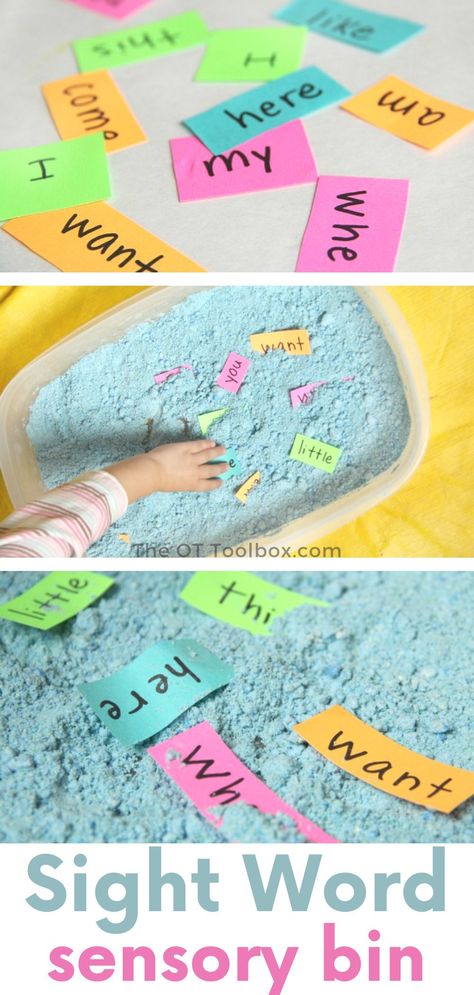 Sensory Play For Kindergarten, Sensory Activities Kindergarten Learning, Sensory Activity Kindergarten, Sensory Bins 1st Grade, Sensory Reading Activities, Sensory Bin Ideas Kindergarten, Sight Word Sensory Activities, Sensory Learning Activities, Sensory Learning