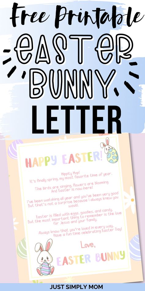 Free Printable Easter Bunny Letter - Just Simply Mom Easter Bunny Letter Printable, Easter Bunny Ideas, Easter Bunny Footprints, Easter Activities For Toddlers, Easter Bunny Letter, Bunny Ideas, Letters Printable, Candy Alternatives, Toddler Parenting