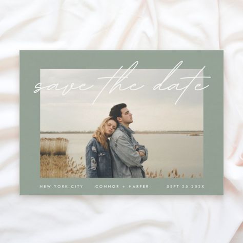 Wedding Invitation Trends, Tiffany Wedding, Sage Wedding, Photo Save The Date, Save The Date Templates, Romantic Design, Modern Invitation, Photo Wedding, Save The Date Invitations