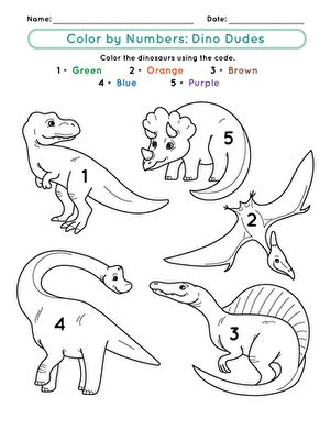 If you're looking for a simple and fun way to reinforce your preschooler's color and number practice, this sweet dinosaur color by number is just the ticket. Dinosaur Color By Number, Dinosaur Worksheets, Dinosaur Theme Preschool, Dinosaur Activities Preschool, Number Practice, Dinosaurs Preschool, Preschool Workbooks, Preschool Math Worksheets, Printable Preschool Worksheets