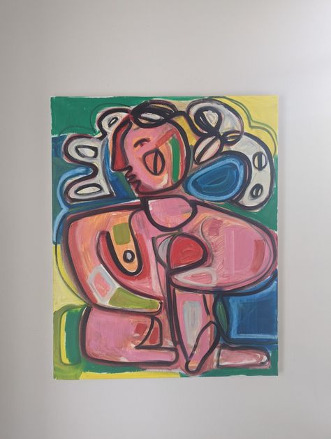 Abstract colorful self portrait of a woman Self Portrait Painting Abstract, Abstract Self Portrait Ideas, Abstract Self Portrait, Self Portrait Painting, Self Portrait Ideas, Portrait Of A Woman, Abstract Faces, Portrait Ideas, Painting Abstract