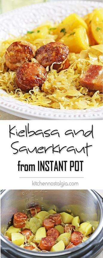 Instapot Pork And Sauerkraut Potatoes, Crockpot Pork And Sauerkraut, Kielbasa And Sauerkraut, Pork And Sauerkraut Recipe, Kielbasa Recipes, Electric Pressure Cooker Recipes, Sauerkraut Recipes, Winter Dishes, Instant Pot Pork