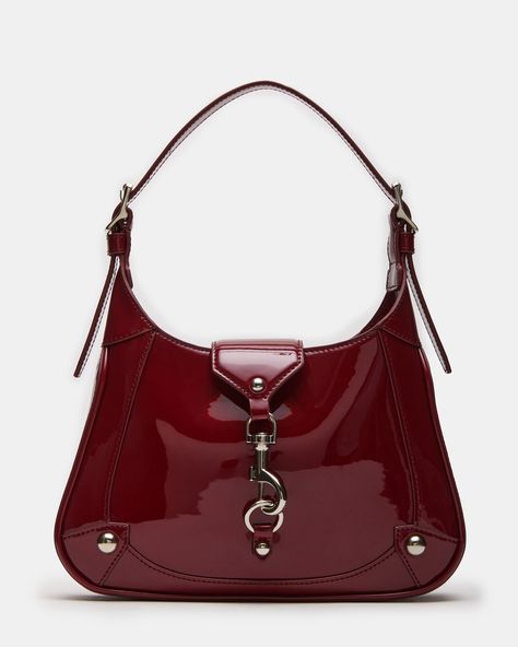 Maroon Bag, Burgundy Purse, Burgundy Bag, Steve Madden Store, Bag Obsession, Crescent Shape, Dog Clip, Leather Socks, Synthetic Materials