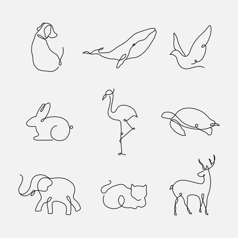 One Line Animals, Animal Line Art, Animal Line Drawings, Animal Outline, Vector Line Art, Logo Animal, Single Line Drawing, Animal Totem, Simple Line Drawings