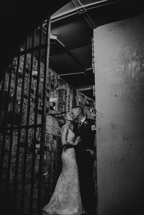 Old Bank Wedding, Bank Vault Wedding, Port Huron Michigan, Great Gatsby Themed Wedding, Bank Vault, Gatsby Wedding Theme, Port Huron, Wedding Photography Poses, Michigan Wedding