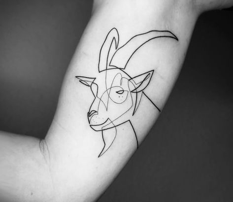 Tattoo photo - Goat tattoo by Mo Ganji Simple Goat Tattoo, Goat Profile, Tattoo Goat, Goat Tattoo, Mo Ganji, Gamer Tattoos, Funny Goat, Goat Head, 100 Tattoo