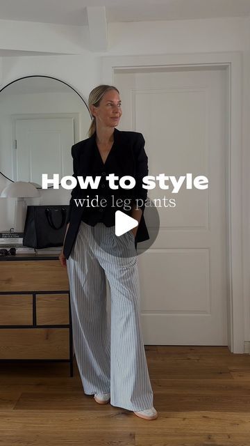 Peek & Cloppenburg Düsseldorf on Instagram: "See how @mirjaklein styles wide-leg pants for a chic and versatile look this fall. 👖✨ Elevate your wardrobe with her styling inspo!

Shop the look:
Blazer, Mango: 1320284
Vest, Soyaconcept: 1010865
Pants, Marc O’Polo Denim: 1067564

#backtowork #ootd #businesslooks #fashioninspo #autumnstyles #fashion #inspiration

In Germany there are two independent companies Peek & Cloppenburg with their headquarters in Düsseldorf and Hamburg. This Instagram Post belongs to the Düsseldorf based Peek & Cloppenburg group of companies, whose store locations can be found at peek-cloppenburg.de/de/stores." Shoes With Wide Leg Crop Pants, Styling Wide Leg Pants, Style Wide Leg Pants, Wide Leg Crop Pants, Group Of Companies, Crop Pants, Shop The Look, Back To Work, Leg Pants