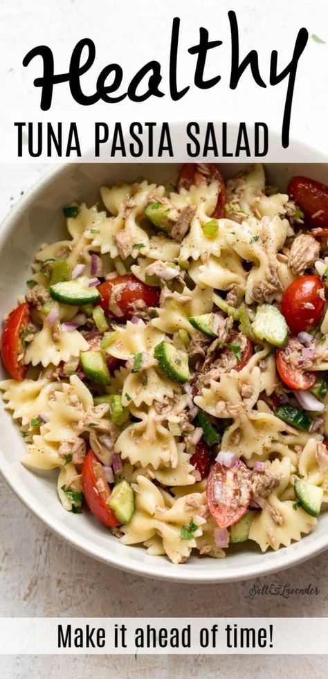 Healthy Tuna Pasta Salad, Cold Tuna Pasta Salad, Healthy Tuna Pasta, Pasta Salad Healthy, Tuna Pasta Salad Recipes, Tuna Pasta Salad, Healthy Foods To Make, Tuna Salad Pasta, Healthy Tuna