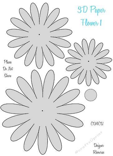 Use This Template To Make 3-d Flowers | Paper Flower Paper Flower Projects Cricut, Flower Cutouts Template, Cricut Flowers Templates, 3d Flower Template, Flower Templates Printable Free, فن الرسم بالمسامير, Free Paper Flower Templates, Paper Flower Templates, Flower Templates Printable