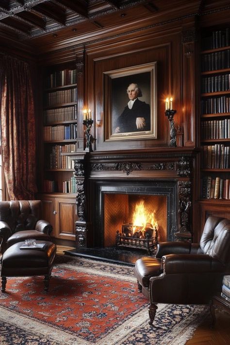 Traditional British Drawing Room Cozy Parlor Room, Mahogany Fireplace Living Room, Portrait Frame Ideas, Room Ideas Rich, Stately Homes Interior, Traditional Drawing Room, Scottish Living Room, Old English Living Room, British Drawing