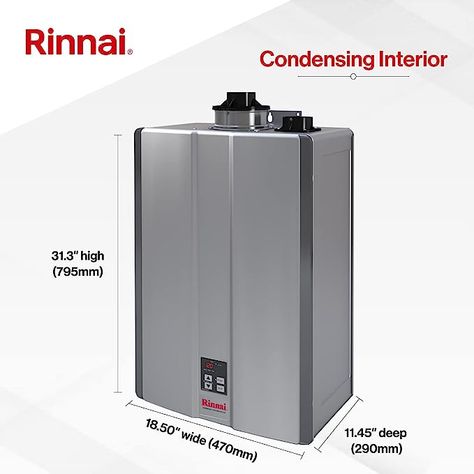 Rinnai RSC199iP Smart-Circ Condensing Gas Tankless Water Heater, Super High Efficiency Plus Propane Heater, Up to 11 GPM, Indoor Installation, 199,000 BTU - - Amazon.com Tankless Water Heater Gas, Bathroom Vent, Outdoor Installation, Propane Heater, Gas Water Heater, Heat Exchanger, Tankless Water Heater, Home Upgrades, Ceramic Sink