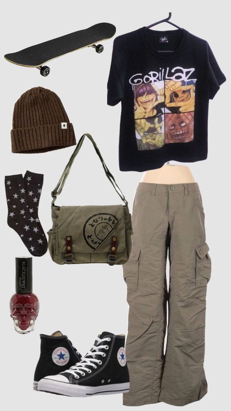 Gorillaz Outfits, Ropa Punk Rock, Grunge Fits, Aesthetic Fits, Mode Ootd, Cool Fits, Swaggy Outfits, Gorillaz, Really Cute Outfits