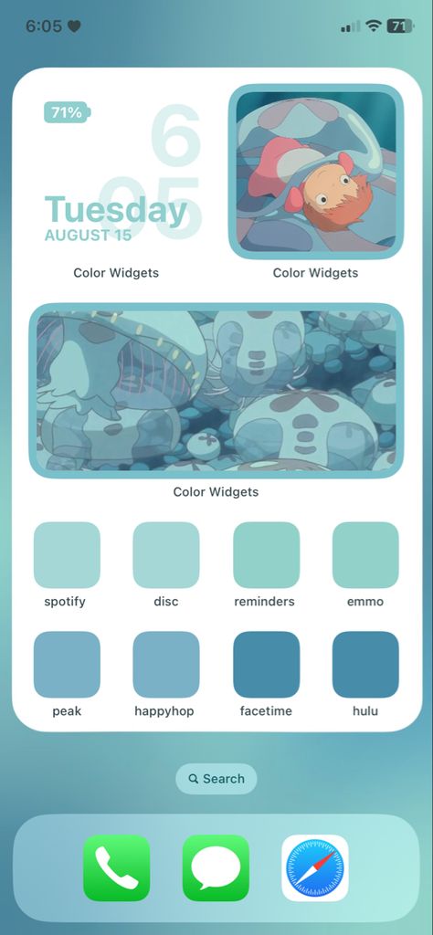 Ponyo App Icons, Ponyo Iphone Layout, Bluey Homescreen Layout, Ponyo Home Screen, Ponyo Themed Phone, Ponyo Phone Case, Blue Themed Phone Layout, Ponyo Phone Layout, Tumblr Layout Aesthetic