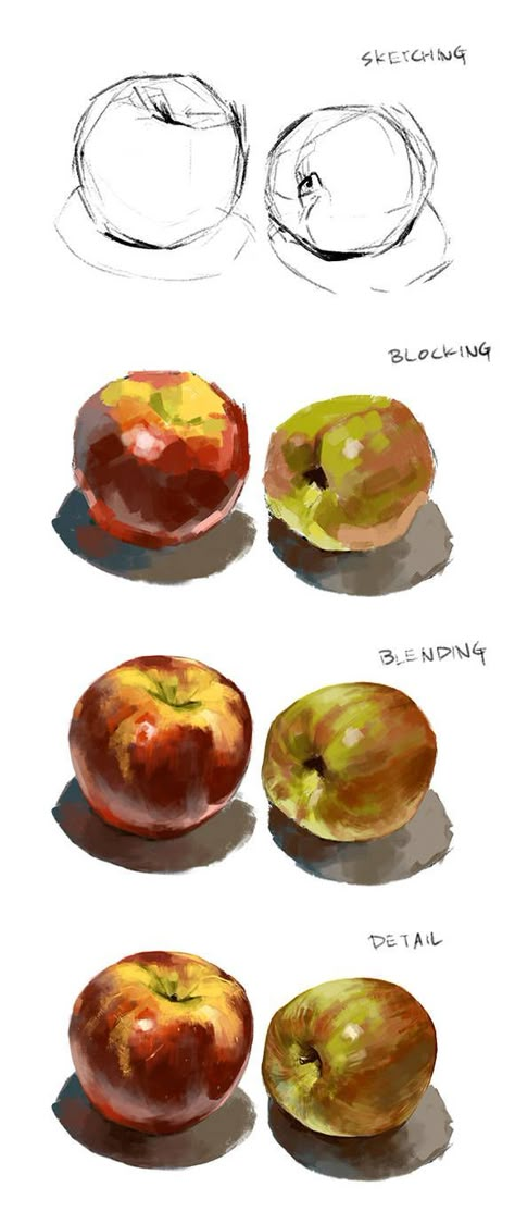 Apple Painting Acrylic, Apple Oil Painting, Oil Painting Fruit, Apple Drawing, Apple Painting, Digital Painting Techniques, Oil Painting Tutorial, My Breakfast, Fruit Painting