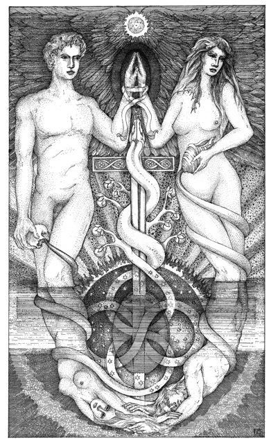 The Principle of Gender, always in operation on every plane of existence; yes, but as something similar to positive and negative charges,  one that completes the other, one that completes the other, 2 halves on 1 whole. <3 Sophia Wisdom, Fertility Art, Hieros Gamos, Anima And Animus, Alchemy Art, Esoteric Art, Masculine Feminine, Shiva Shakti, Occult Art