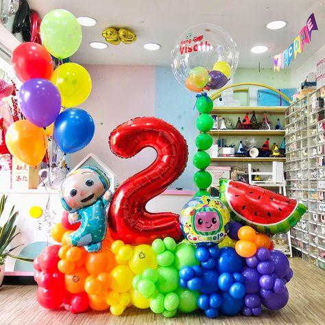 Balloon Marquee, Cocomelon Theme, Coco Melon, Cocomelon Birthday, 2nd Birthday Boys, Birthday Boys, Theme Birthday, Balloon Bouquet, Bday Ideas