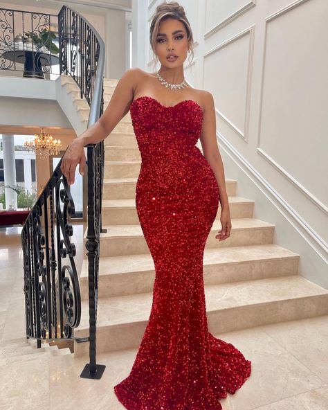 ABYSS BY ABBY | The Label on Instagram: “We love us a red sequin gown 🌹 TIME #abyssbyabby” Slay Fits, Red Outfits, Prom 2023, Red Mermaid, Custom Prom Dress, Corset Style Tops, Sequin Evening Dresses, Strapless Corset, Long Prom Dresses