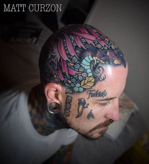 Bald Tattoo, Bald Head Tattoo, Hairline Tattoos, Scalp Tattoo, Head Tattoo, Full Body Tattoo, Colour Match, Face Tattoos