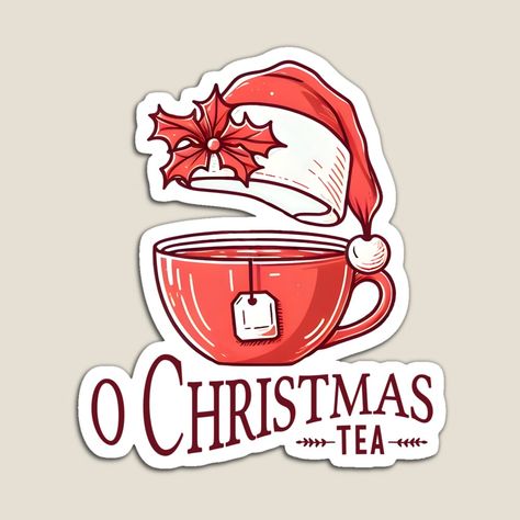 Get my art printed on awesome products. Support me at Redbubble #RBandME: https://www.redbubble.com/i/magnet/O-Christmas-Tea-by-WanderlustCoCo/164341909.TBCTK?asc=u Christmas Tea Quotes, Funny Christmas Puns, Christmas Merch, Tea Puns, Tea Crafts, Tea Illustration, Christmas Puns, Tea Quotes, Tea Design