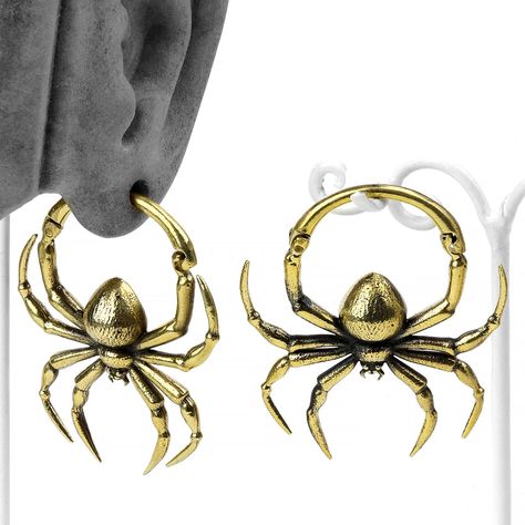 Brass Arachnid Weights Spider Design, Stretched Lobes, Ear Weights, Hanging Jewelry, Arachnids, Stretched Ears, Body Jewelry, Body Art, Piercings