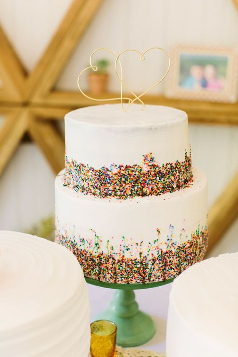 Easy 2 Tier Cake Decorating Ideas, Two Tier 30th Birthday Cake, Two Tier Sprinkle Cake, Two Layer Cake Designs, Simple 2 Tier Cake, Simple Wedding Cake 2 Tier, Two Tier Cake Designs, Two Tier Birthday Cake, 2 Tier Birthday Cake