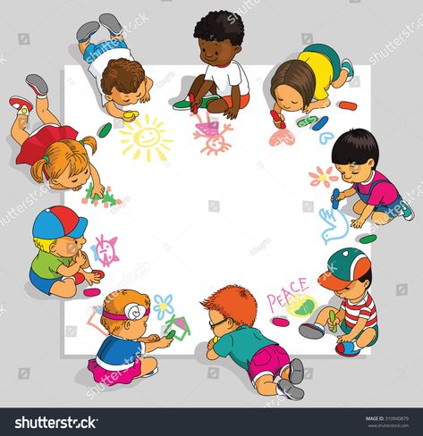 Group of happy children draw on a large sheet of paper. #Ad , #affiliate, #children#happy#Group#draw Children's Day Greeting Cards, Children's Day Wishes, Children Day, Children Drawing, Siluete Umane, Kids Background, Happy Children, Happy Children's Day, School Labels