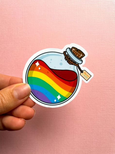 Pride Books, Small Business Items, Gay Sticker, Potion Bottles, Business Friends, Pride Stickers, Wedding Tags, Custom Gift Tags, Potion Bottle