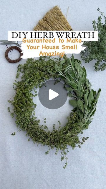 Resh Gala | Organic Gardener on Instagram: "Got herbs? Then you’ve got to make this super easy HERB WREATH! It’ll make your house smell so, so good, you’ll wonder why you didn’t make it sooner! Here’s How:👇  WHAT YOU’LL NEED: 🌱Fresh Herbs of your choice like thyme, sage, rosemary or lavender  🌱Wreath Frame 🌱Floral Wire or Twine 🌱Scissors  HOW TO MAKE: Step 1: Tie bunches of herbs tightly into little bundles using floral wire or twine.  Step 2: Attach these bundles to the wreath frame using floral wire or twine.  Step 3: Keep adding bundles of herbs, overlapping a bit as you go, so the frame and wire are hidden and wreath looks nice and full.  That’s it! As simple as that!   PRO TIP: 🌱Use fresh herbs as dried herbs will crumble too easily. 🌱Tie herbs very tightly as they will shrink Fresh Herb Wreath, Herb Wreath Ideas, Dried Herb Wreath, Sage Wreath, Rosemary Wreath, Herb Wreath, How To Dry Sage, Lavender Wreath, Frame Floral