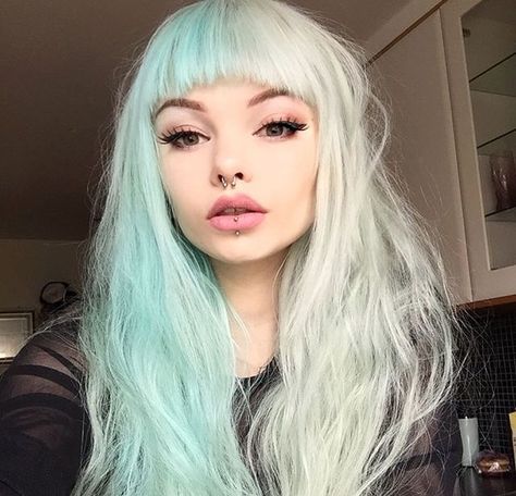 Half Blue Hair, Half And Half Hair, Goth Outfit, Trendy Hair Color, Hair Shades, Trendy Hair, Pastel Hair, Dye My Hair, Rainbow Hair