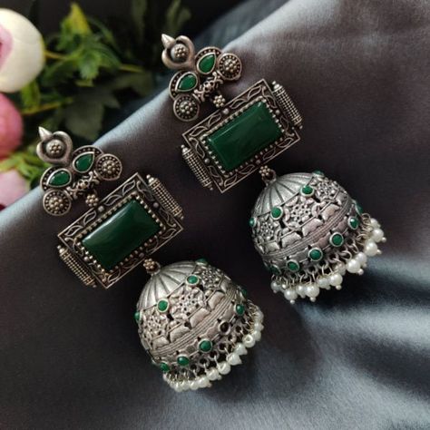 Oxidised Earrings, Marcasite Jewelry, Desi Love, Pretty Jewelry Necklaces, Silver Jewellery Indian, Fancy Jewellery Designs, Jewellery Indian, Indian Jewelry Sets, Girly Accessories