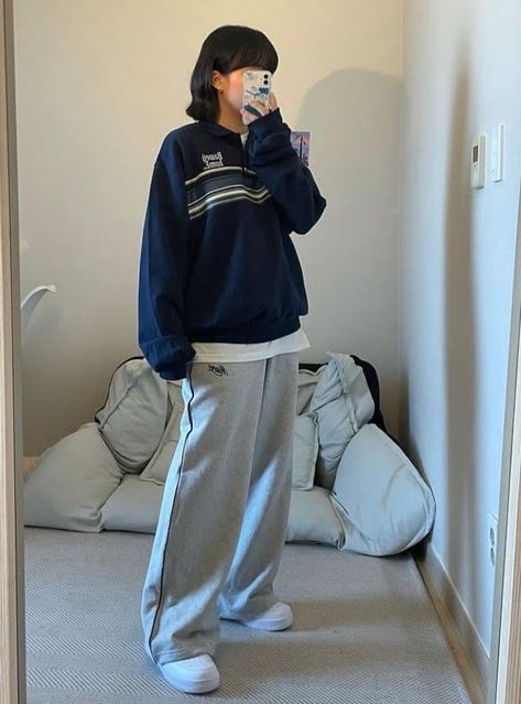 Winter Baggy Outfits, Baggy Girls Outfit, Casual Baggy Outfits, Outfit Ideas Baggy, 대학생 스타일, Korean Streetwear Fashion, Baggy Outfit Ideas, Korean Casual Outfits, Baggy Clothes