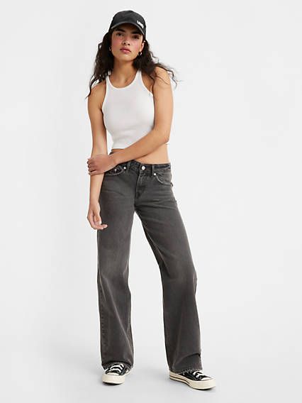 Low rise is here to stay;and our super-flattering Low Loose jeans prove it. Cut with a versatile low rise and a wide, straight leg, they're a throwback Y2K style that's subtle enough to wear every day. Low rise jeans inspired by early aughts style Features a straight, wide leg A relaxed fit through the hip and thigh This pair runs a bit small. We suggest buying one or two sizes up. Low Rise Baggy Jeans, Ribcage Jeans, Levis Outfit, Black Levis, Wish Me Luck, Relaxed Jeans, Loose Jeans, Low Rise Jeans, Prove It